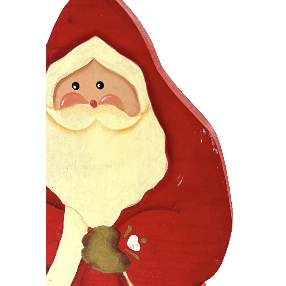 Vintage Hand-Painted Wooden Santa Figure L. Shaul 1994 – 9.5” Folk Art - Picture 4 of 8